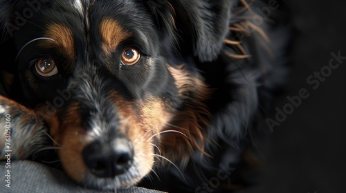 Sad Australian Shepherd Dog Hugs Black, Banner Image For Website, Background, Desktop Wallpaper