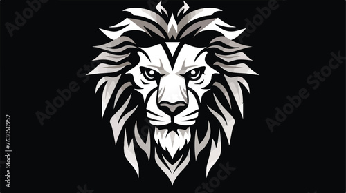 Fototapeta Naklejka Na Ścianę i Meble -  Symmetry lion head and only facing front black