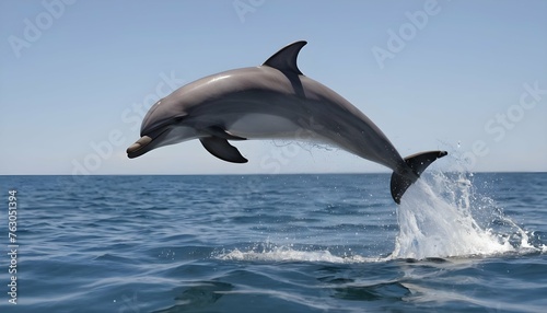 A Dolphin Breaching The Surface In A Powerful Leap Upscaled 3