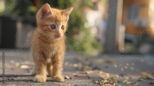 Street Cat Yelloworange Kitten Cute Pet, Banner Image For Website, Background, Desktop Wallpaper photo