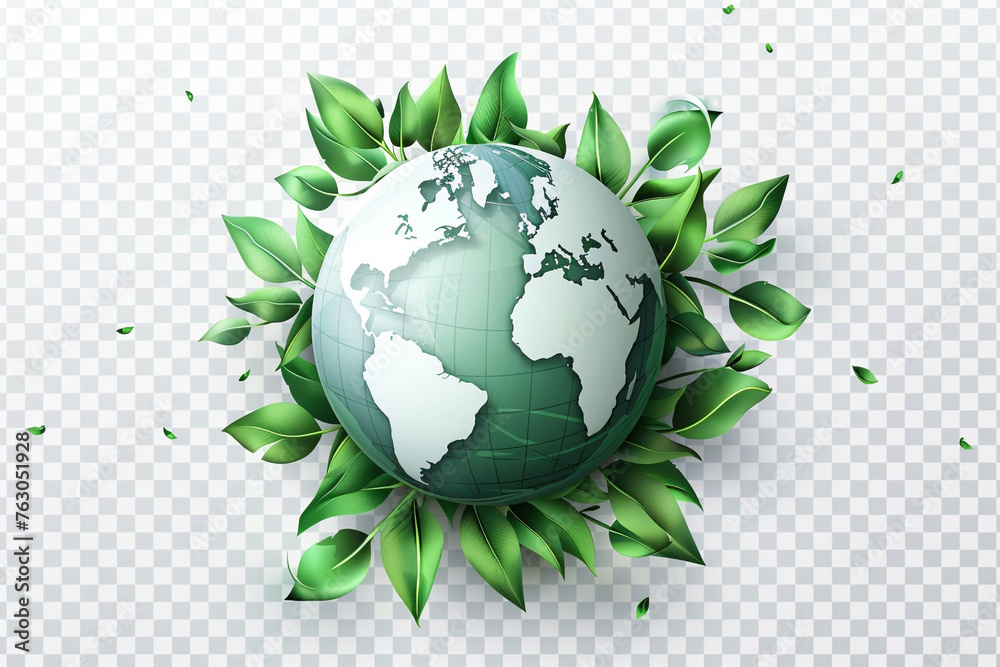 World Environment Day text with green leaves in unique style for brandinng on a transparent background