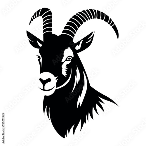 black vector goat icon on white background