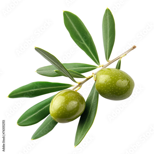 Olive branch isolated on transparent background With clipping path. cut out. 3d render
