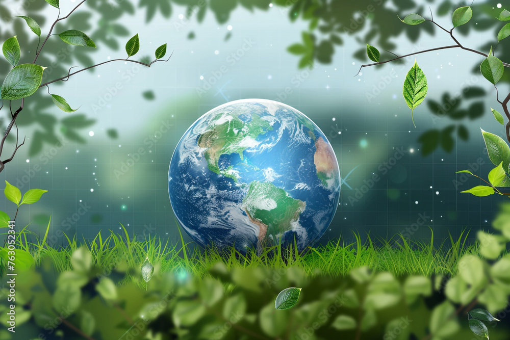 vector illustration of planet earth on green grass vector illustration of planet earth on green grass