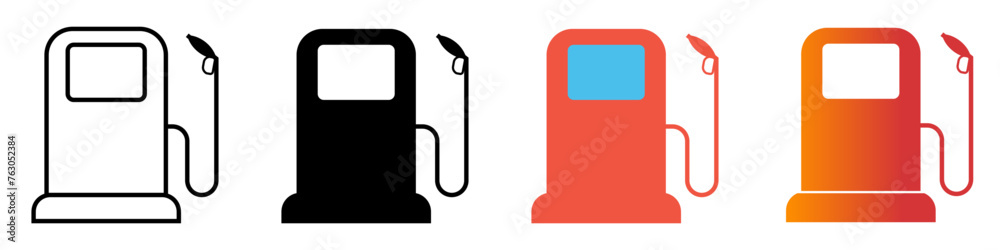 Gasoline pump nozzle sign.Gas station icon. Linear and filled icon set of vector illustration concept - obrazy, fototapety, plakaty 