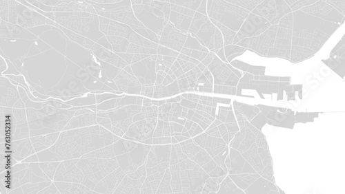Background Dublin map, Ireland, white and light grey city poster. Vector map with roads and water. photo