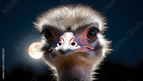 An Ostrich With Its Feathers Shimmering In The Moo Upscaled 4