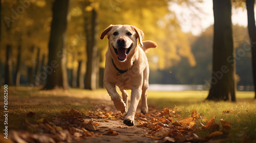 Labrador retriever dog walking in park