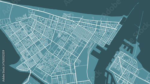 Schilderij op canvas Blue Port Said map, city in Egypt. Streetmap municipal area.