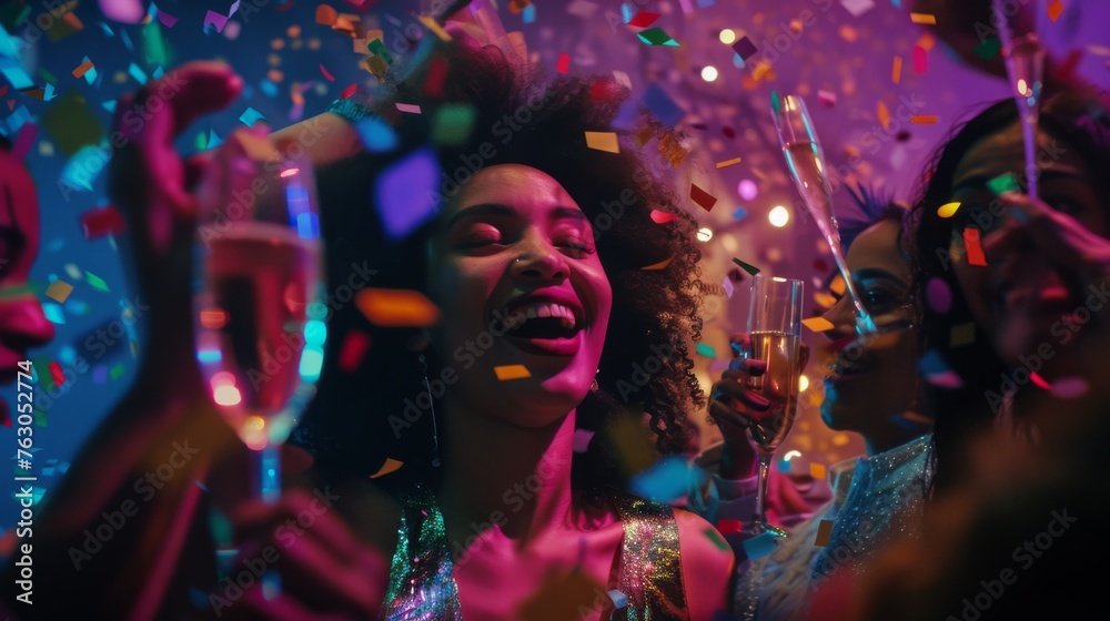 Group of people at a party in a nightclub Group of people at a party in a nightclub