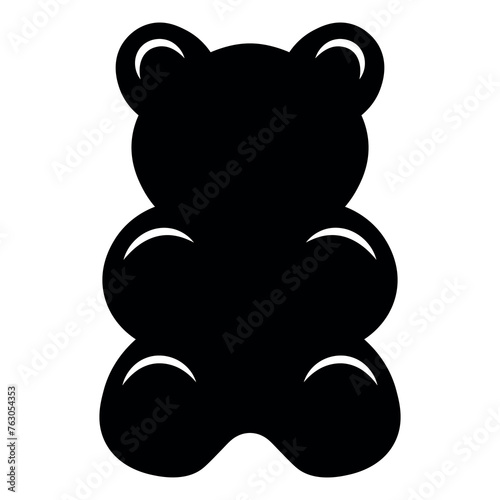 black vector gummy bear icon on white background