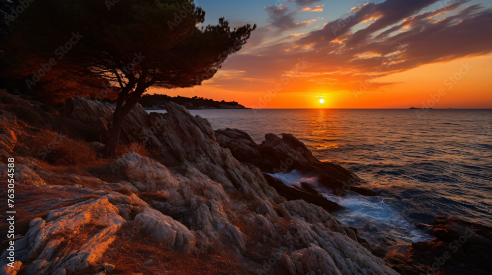 Magnificent sunset over the Adriatic coast ..