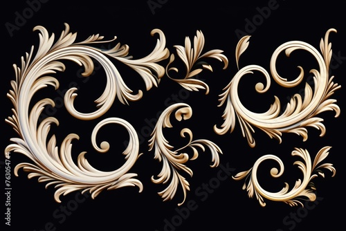Elegant decorative designs on a sleek black background, perfect for adding a touch of sophistication to any project
