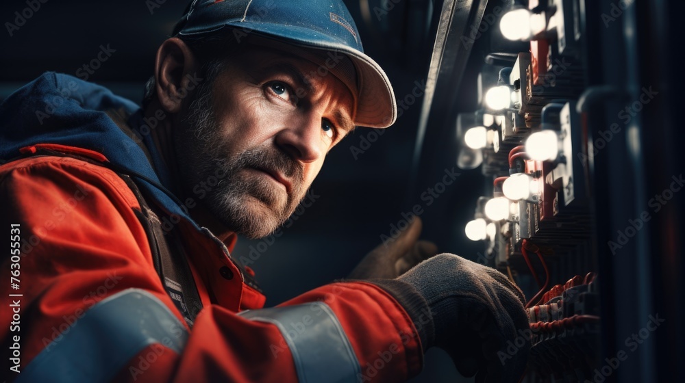 A man in a hard hat operating a machine. Suitable for industrial concepts A man in a hard hat operating a machine. Suitable for industrial concepts