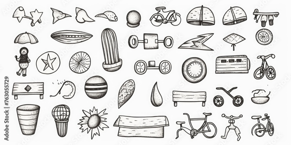 Collection of hand-drawn doodles, perfect for creative projects
