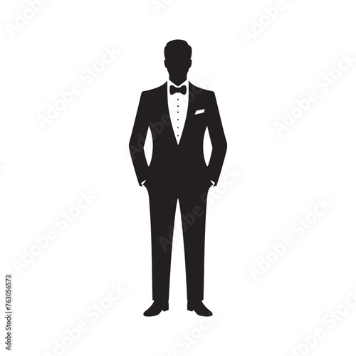 Timeless Tuxedo Silhouette Collection - A Visual Symphony of Formal Attire with Tuxedo Illustration - Sleek Tuxedo Vector Design
