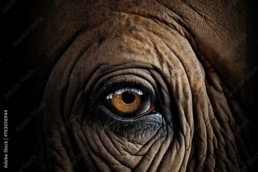 Detailed close up of an elephant's eye, suitable for wildlife or animal-related projects Detailed close up of an elephant's eye, suitable for wildlife or animal-related projects