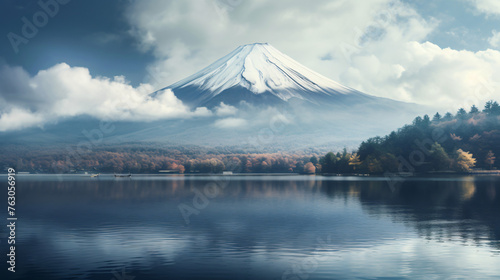 Mountain Fuji San with cloudy at Kawaguchiko Lake in J © Cybonix