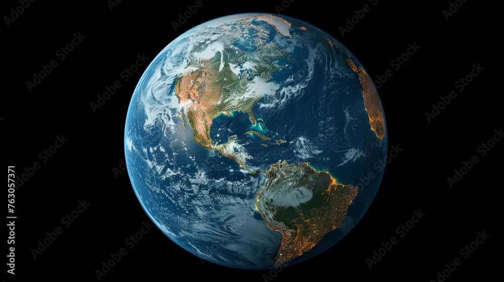 A close up of the Earth with the continents of North America