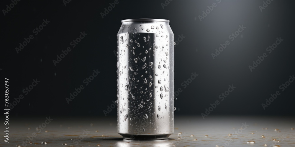 A can of soda sitting on a table, suitable for food and drink concepts