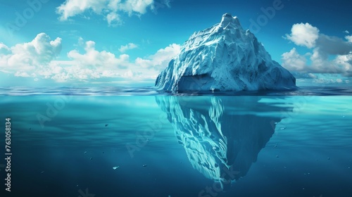 Majestic Iceberg Floating in the Calm Blue Sea Water Landscape