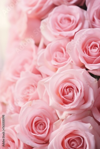 A close up view of a bunch of pink roses. Perfect for floral backgrounds or romantic themes