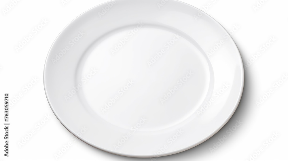 Plain white plate on white background. Perfect for minimalistic designs Plain white plate on white background. Perfect for minimalistic designs