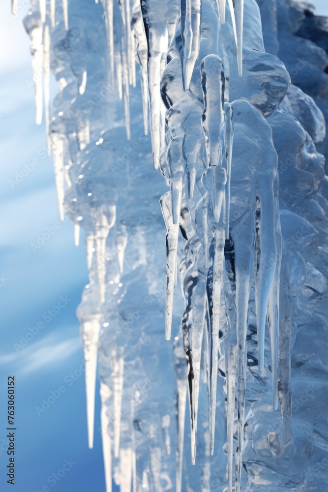 Icicles hanging from the side of a building, suitable for winter themes Icicles hanging from the side of a building, suitable for winter themes