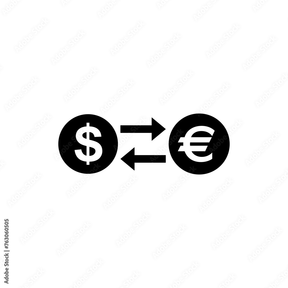 Exchange Euro and Dollar flat vector icon. Simple solid symbol isolated on white background Exchange Euro and Dollar flat vector icon. Simple solid symbol isolated on white background