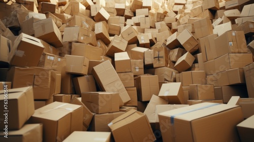 A large pile of cardboard boxes. Perfect for shipping and storage concepts