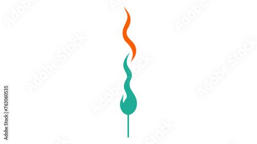 blue match in a flame, illustration, shape, 