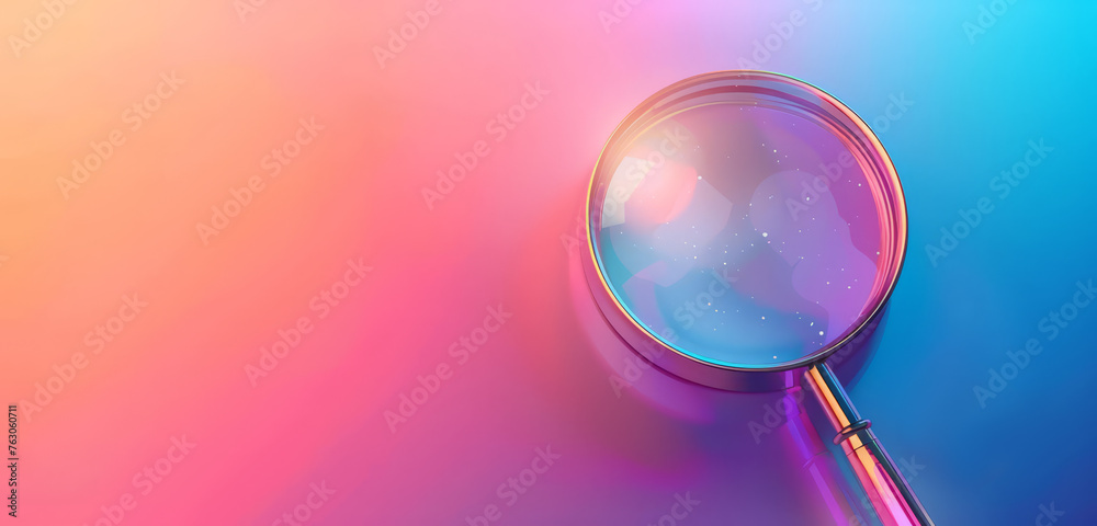 Magnifying glass with a soft pink gradient background. Magnifying glass with a soft pink gradient background.