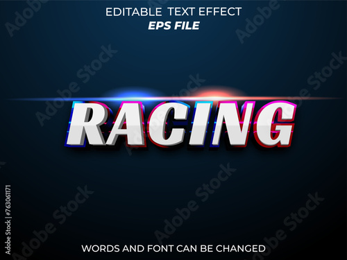racing text effect, font editable, typography, 3d text
