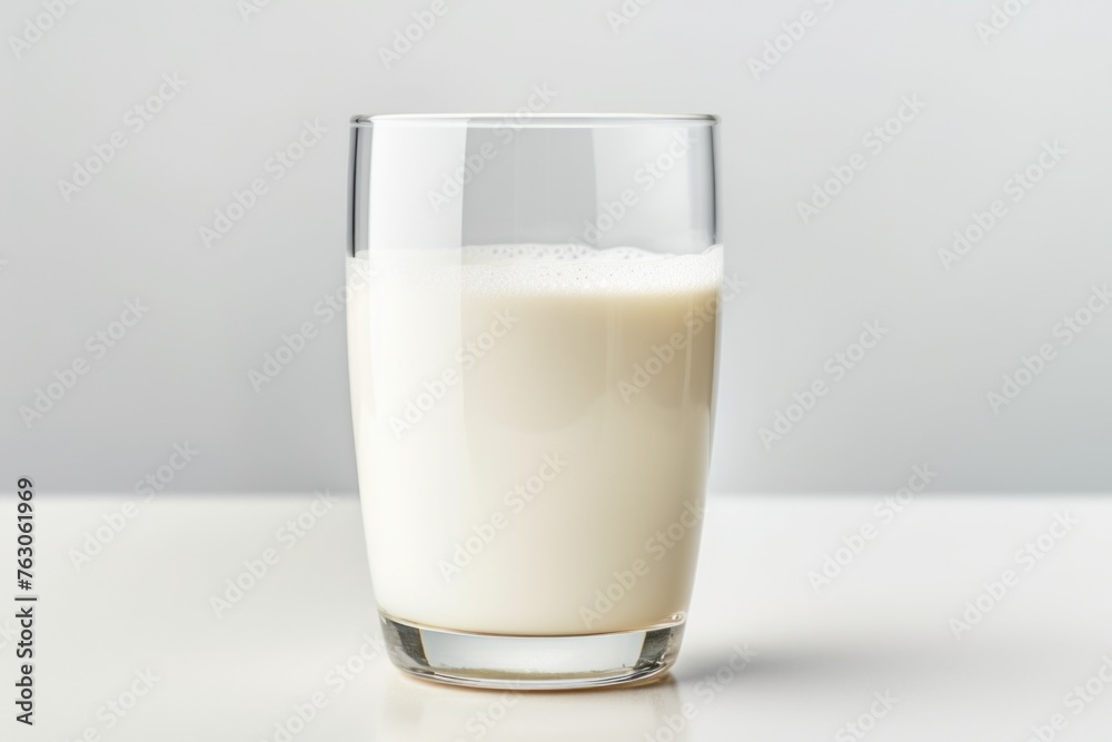 A glass of milk sitting on a table. Suitable for food and drink concepts A glass of milk sitting on a table. Suitable for food and drink concepts