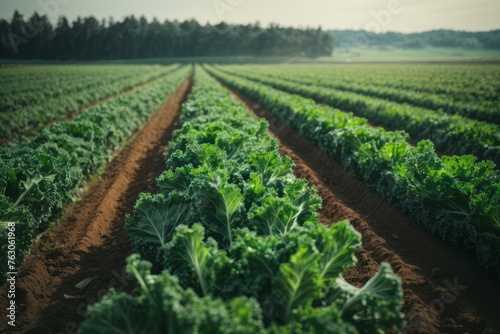 field of fresh kale vegetables ready to harvest. agriculture, farming and harvesting concept © free