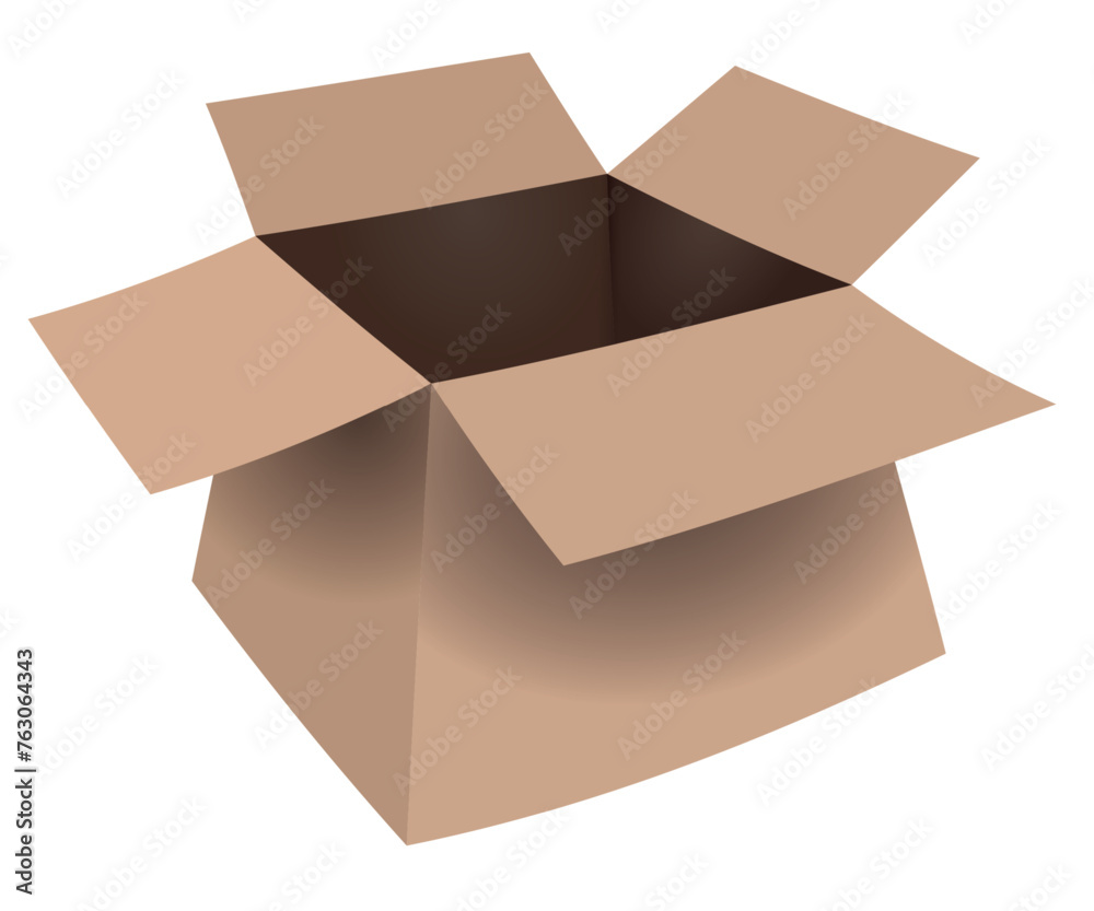 Gift and delivering concept. Empty bent carton brown box. Vector Gift and delivering concept. Empty bent carton brown box. Vector