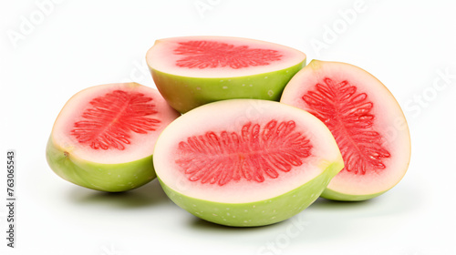 Sliced guava isolated on white background. clipping pa