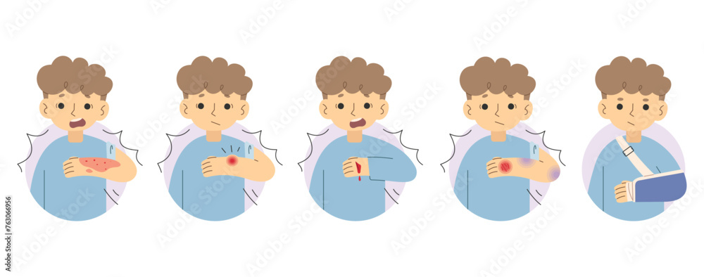 Injuries 4 cute on a white background, vector illustration. Injuries 4 cute on a white background, vector illustration.