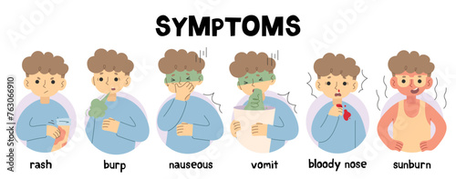 Symptoms 12 cute on a white background, vector illustration.