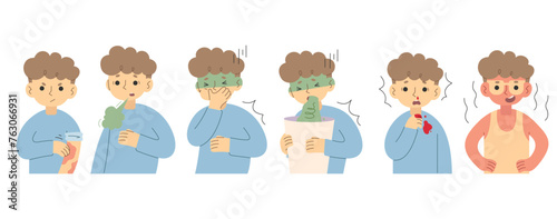 Symptoms 8 cute on a white background, vector illustration.