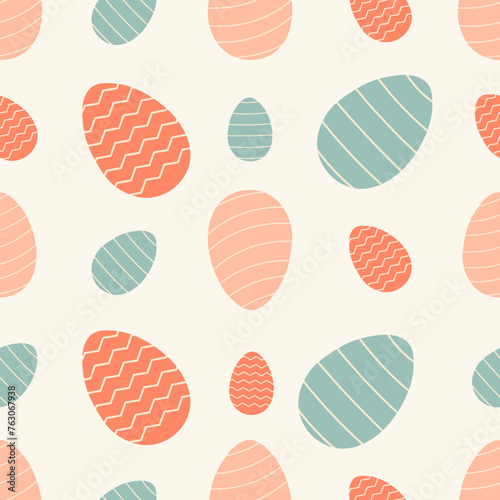 Seamless patterns with Easter eggs. Traditional religious Easter symbols. Template for fabric, wallpaper, wrapping paper
