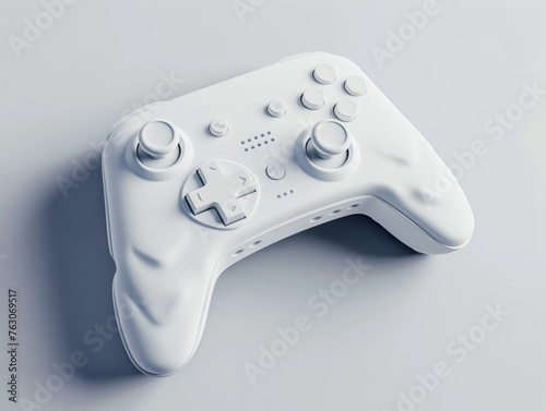 Sleek white game controller isolated on a light backdrop, capturing the essence of contemporary gaming culture.