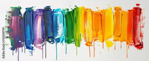 Expressive Cascade of Paint Colors on Canvas