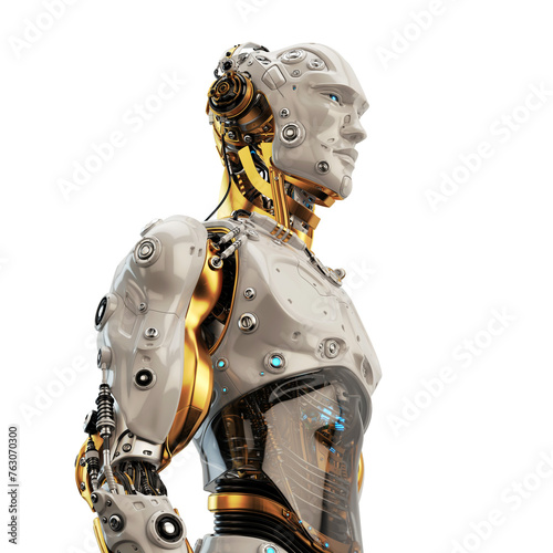 Golden Guardian: The Futuristic Robotic Man