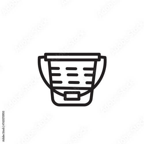bucket catch fish line icon