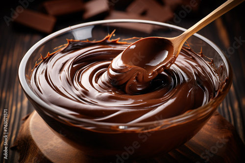 Bowl with chocolate cream or dessert glazing