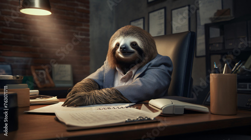 Unconventional office worker a diligent sloth challenge