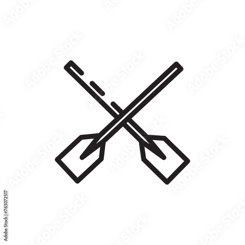 canoe oar paddle line icon