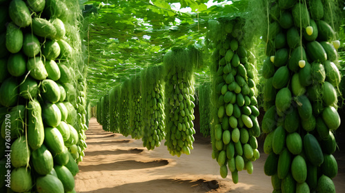 Vegetables Luffa production and cultivation green 