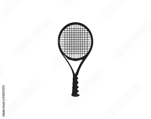 Tennis racket icon on white background. Vector illustration in trendy flat style.